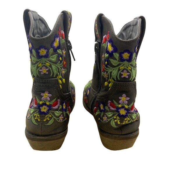 Betseyville Reece Floral Embroidered Faux Leather Ankle Cowboy Boots Girl Sz 12 - Picture 4 of 9